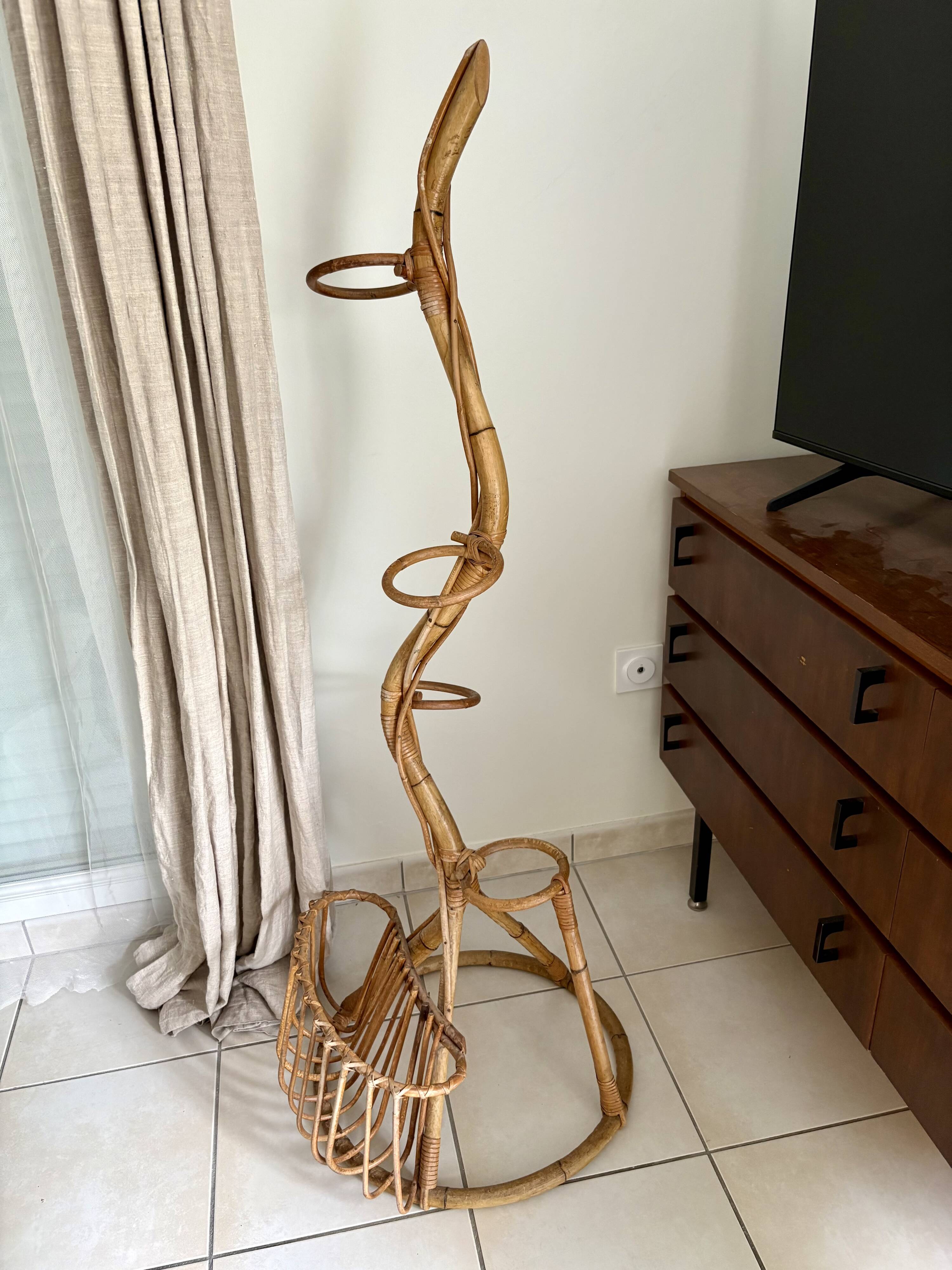 Plant stand and rattan magazine holder
