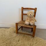 Vintage wooden and straw children's chair