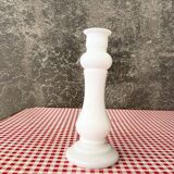 White opaline candle holder