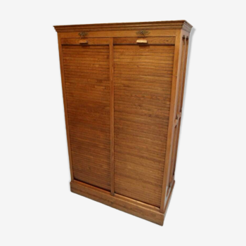 Vintage oak filing cabinet with roller shutters