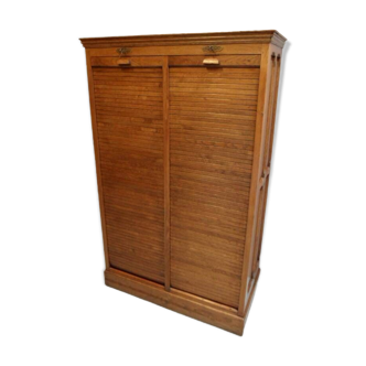 Vintage oak filing cabinet with roller shutters