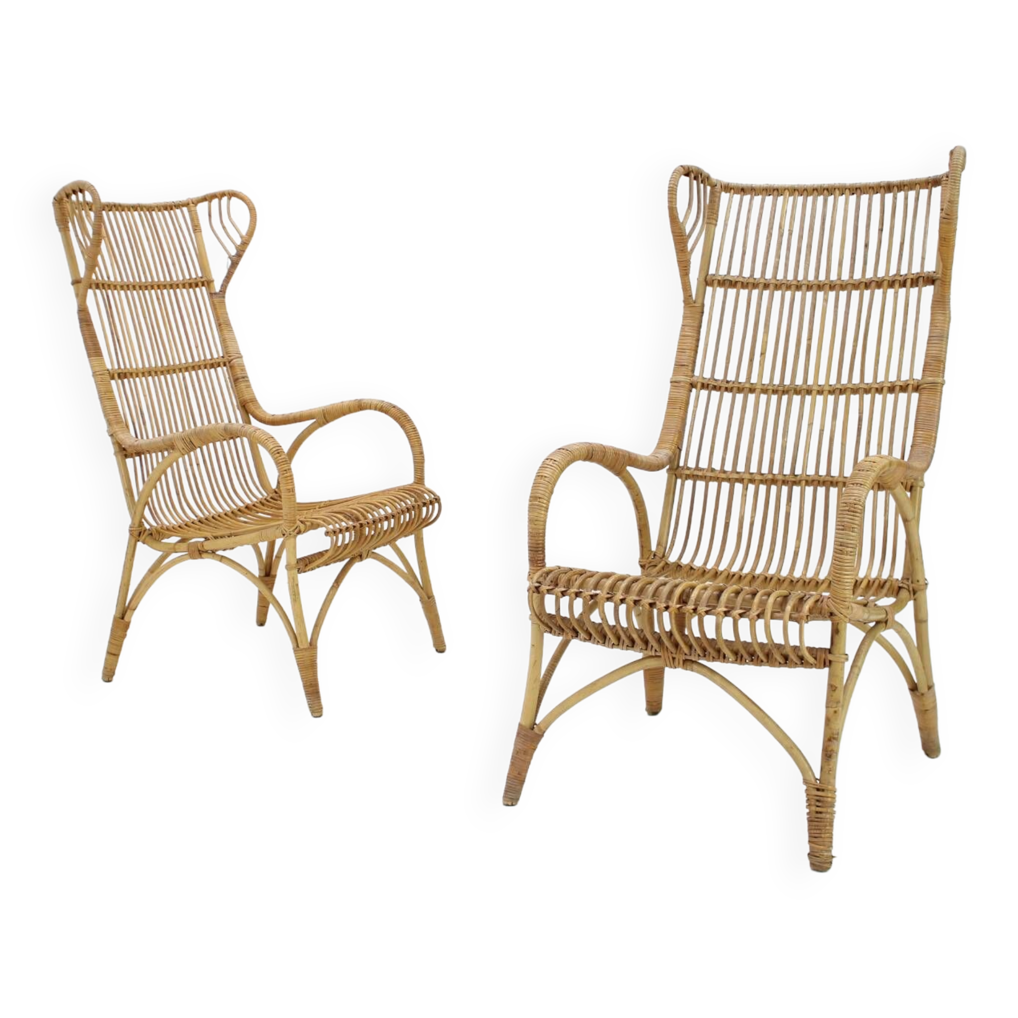 Midcentury rattan armchairs, 1960s