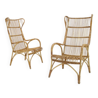 Fauteuils en rotin du milieu du siècle, années 1960