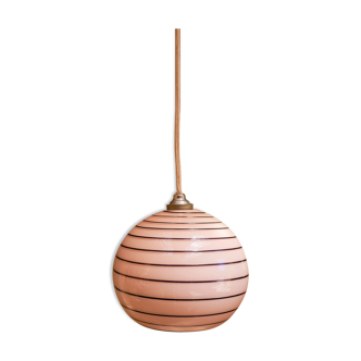 Art Deco Ball hangingt in pink opaline, 30s