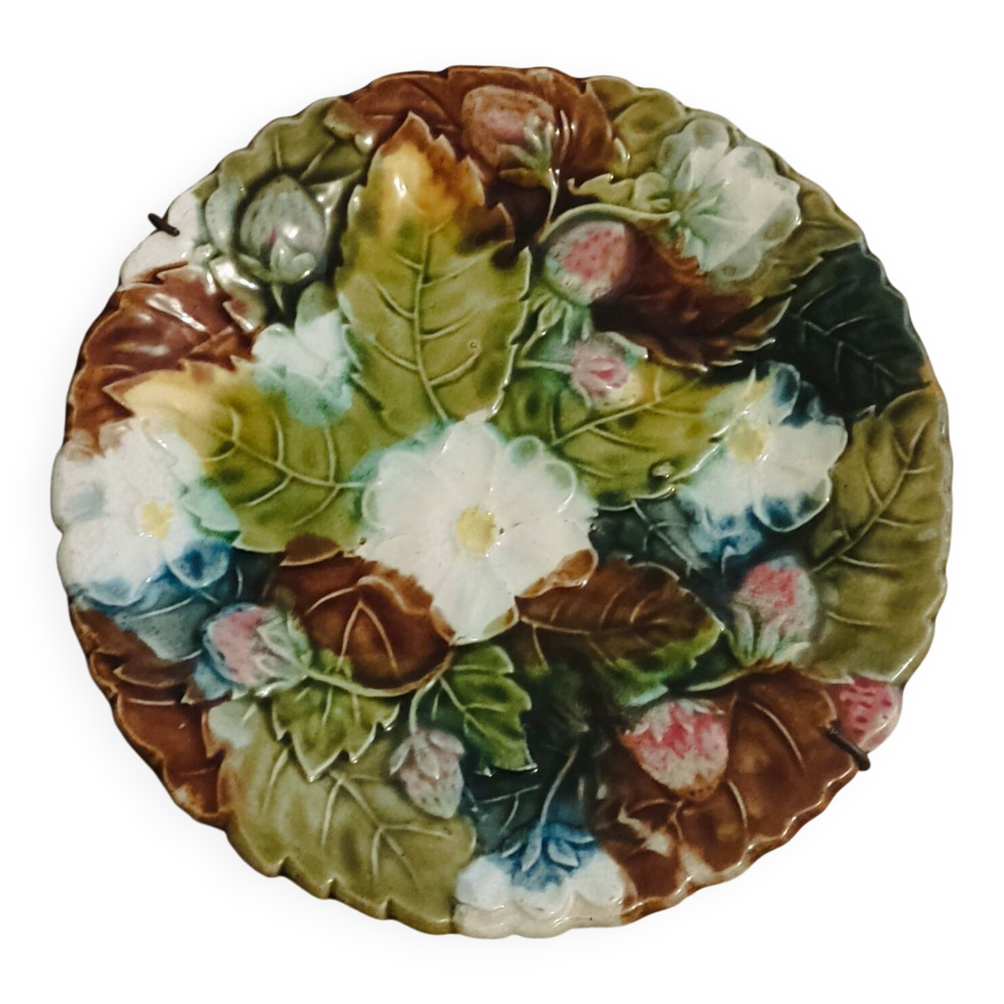 Ceramic Majolica Barbotine Plate