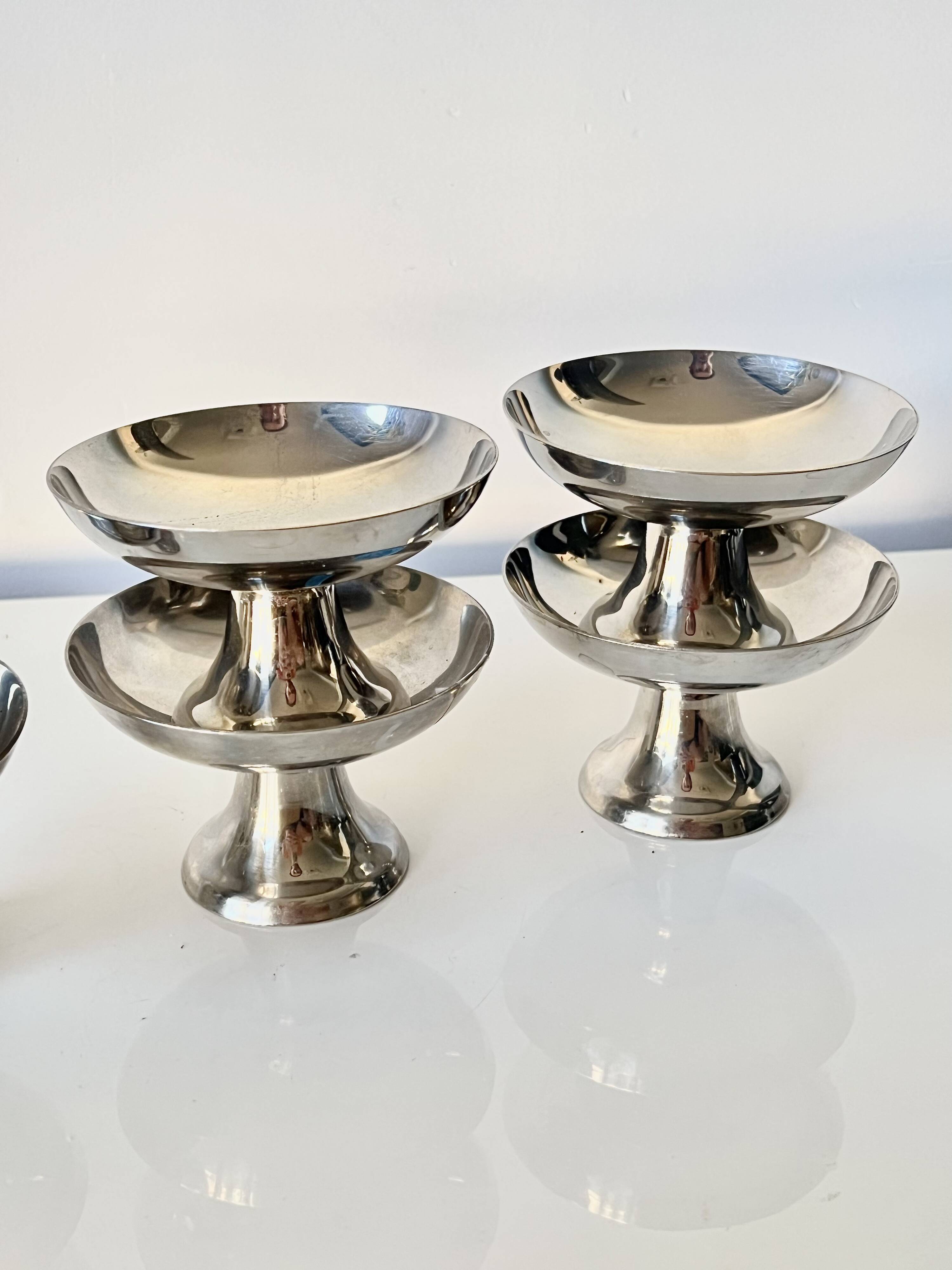 Set of 6 vintage Guy Degrenne stainless steel ice cream or sorbet cups