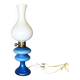 Lampe en verre opalin bleu style lampes à huile