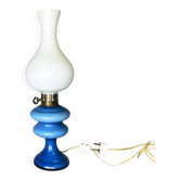 Blue opaline glass lamp in style of oil lamps