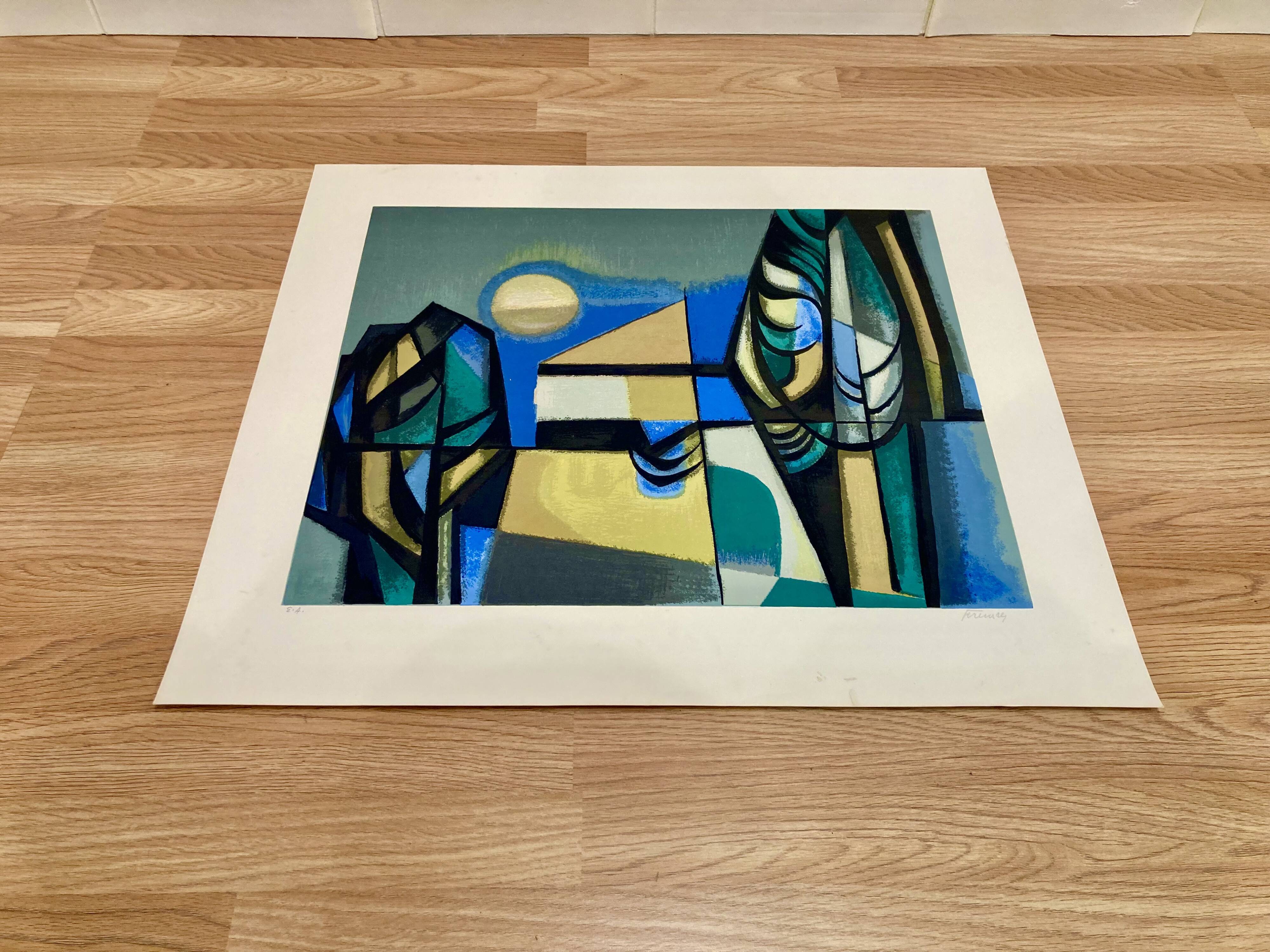 Lithograph signed "Albert Ferenz" Design 1950.