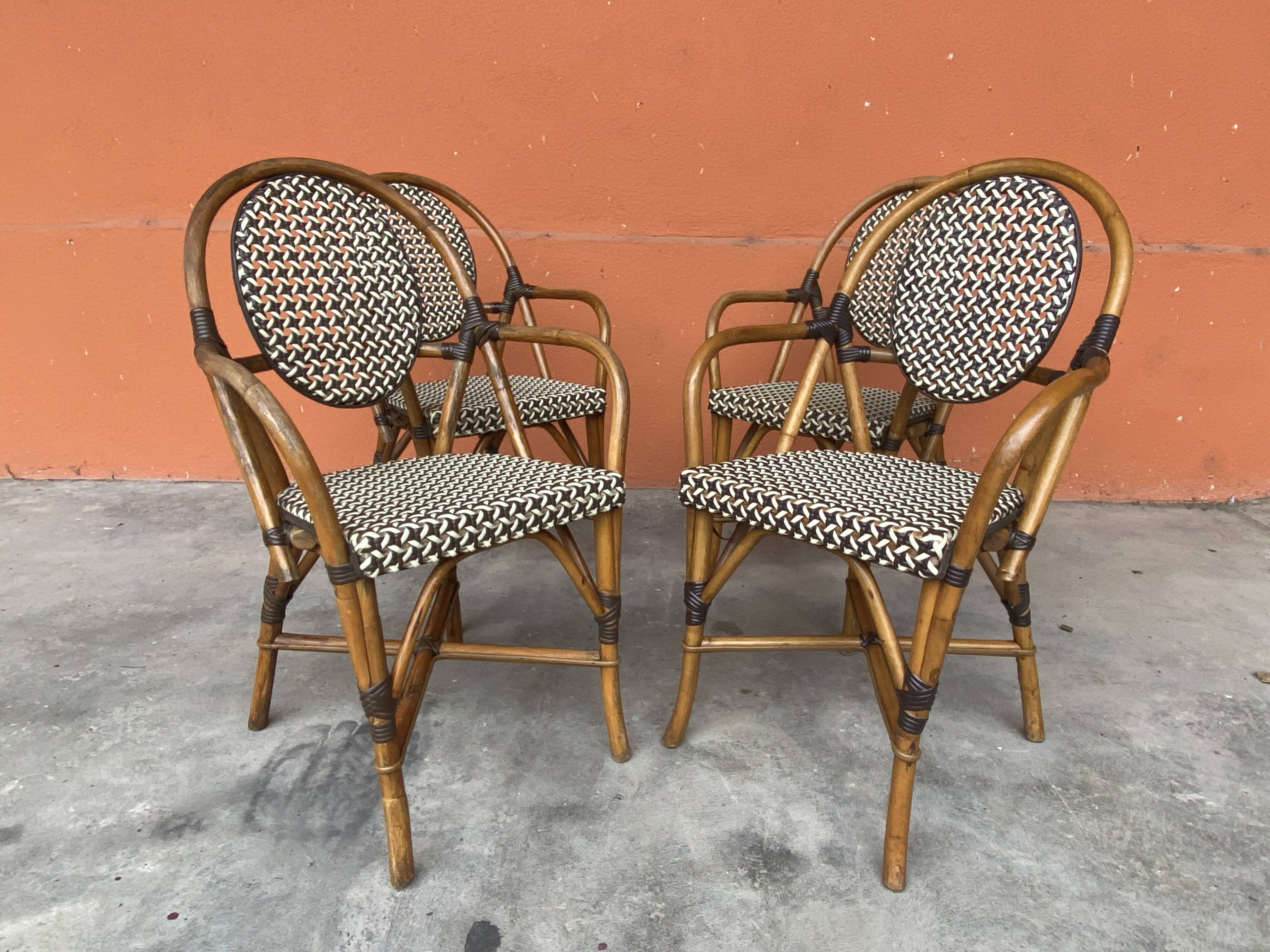 4 chaises Bistrot Parisienne Paris Rotin & scoubidou