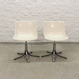 White Osvaldo Borsani 'Modus' Fiberglass and Aluminium Desk Side Chairs 70s