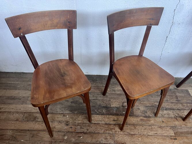 Série de 4 chaises bistrot troquet parisien style baumann, fischel, kohn, lutherma