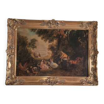 Tableau Jean Antoine Watteau - halte durant la chasse
