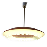 Suspension Pop Art en métal orange et verre blanc par Novalux, années 1970, Allemagne