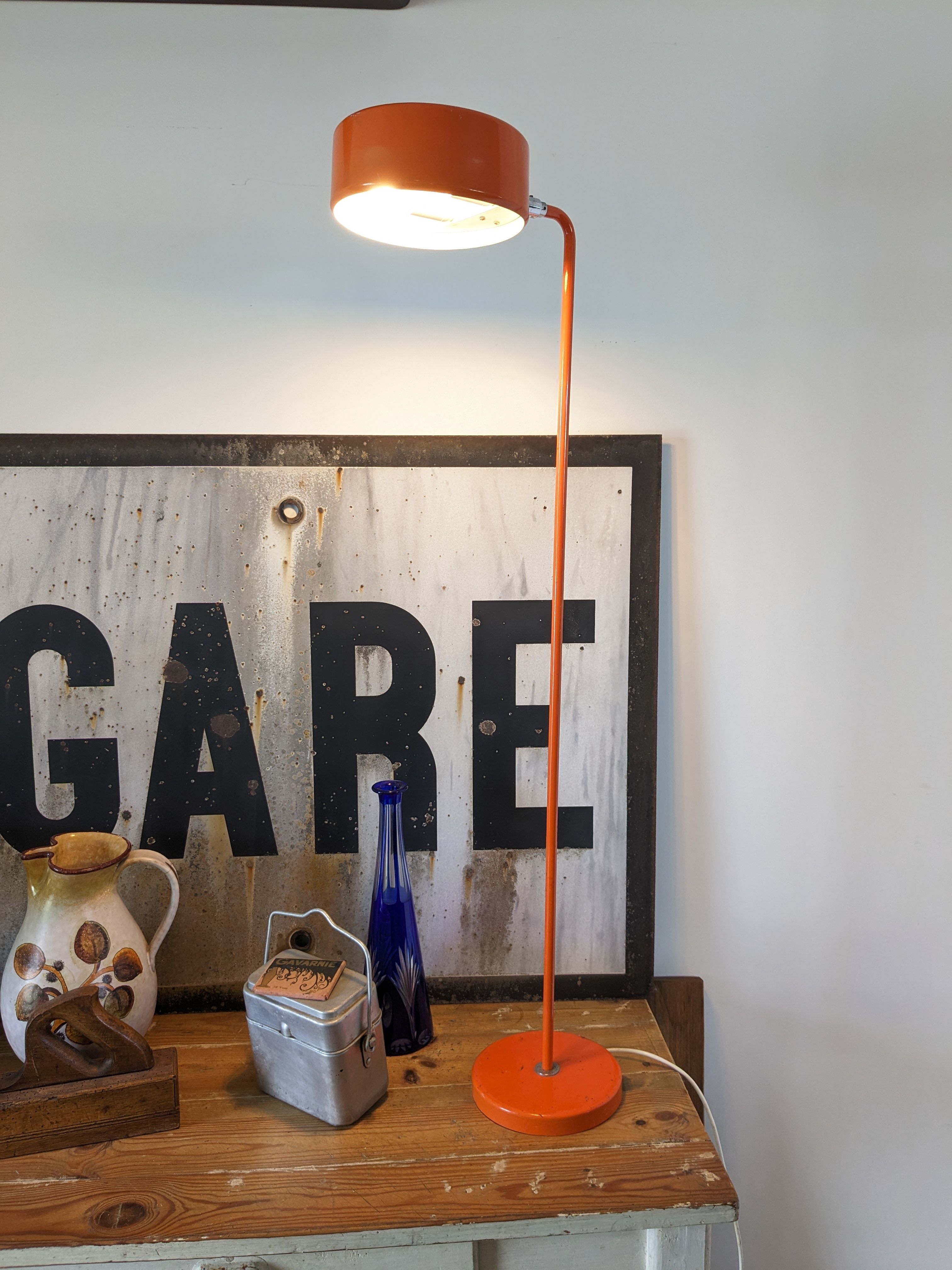 Large vintage orange lamp by Anders Pehrson for the Atelje Lyktan 1970