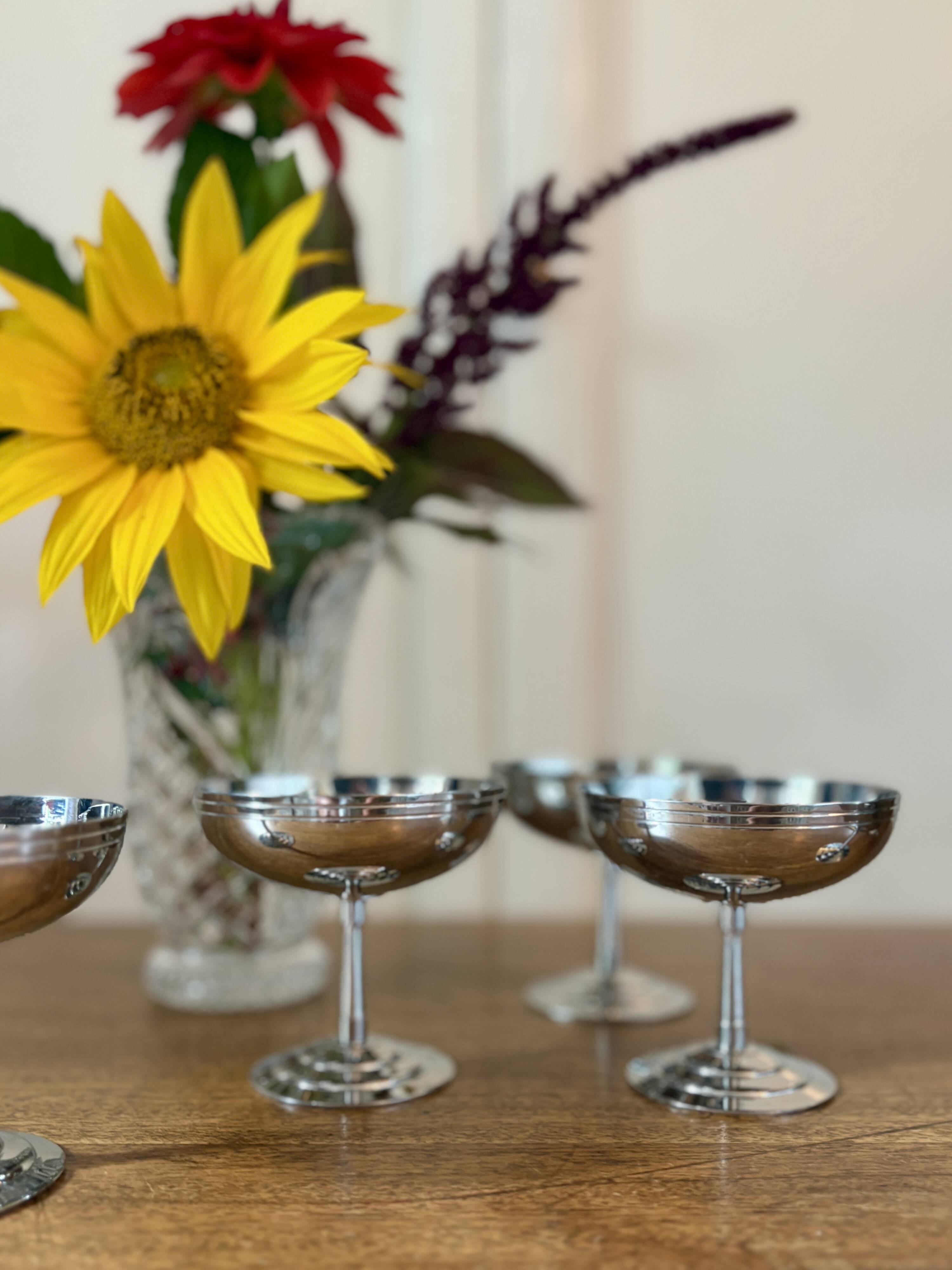 Set of 6 vintage stainless steel dessert bowls