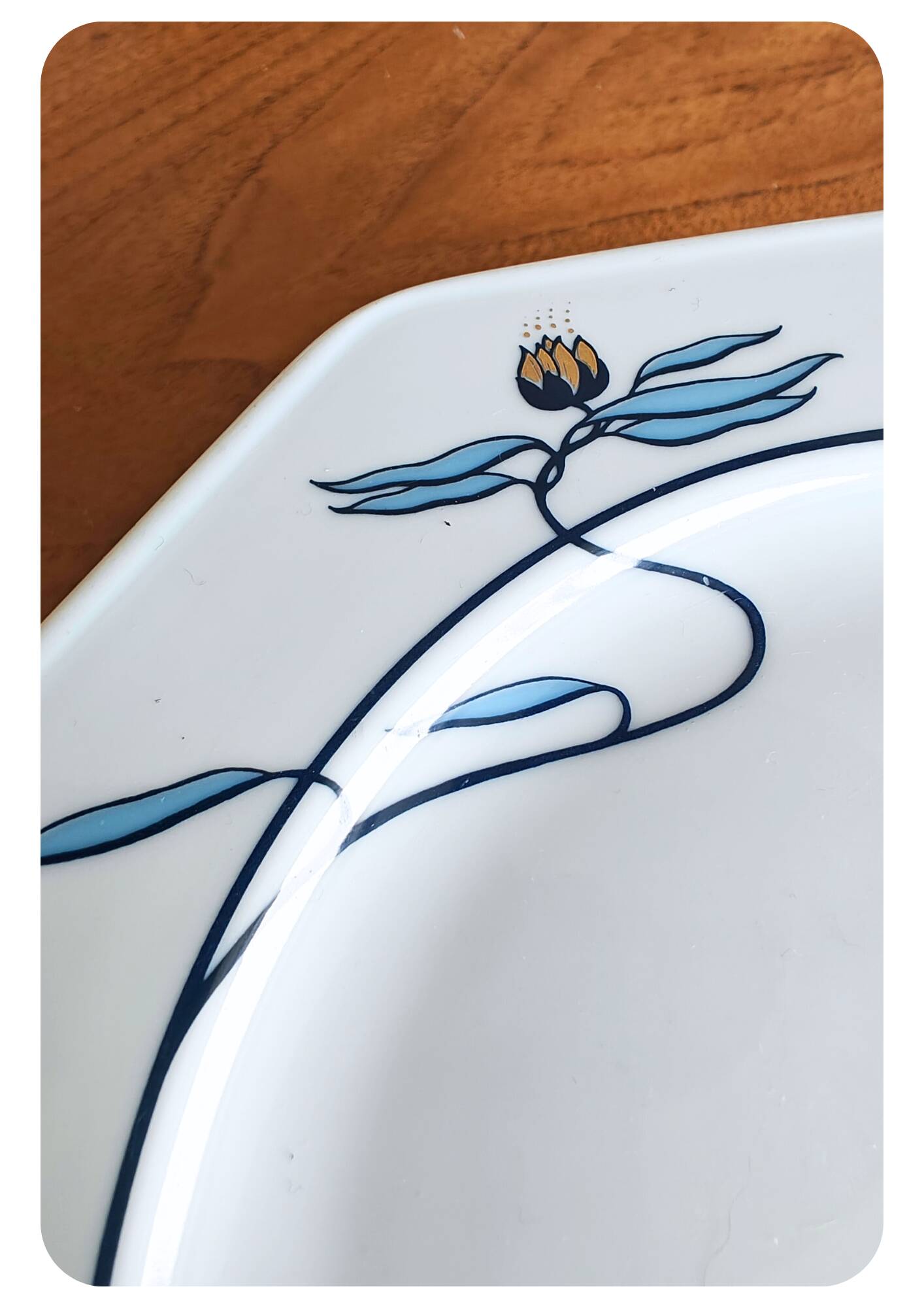 6 breakfast plates 'Hutschenreuther Germany' octagonal design 1980s