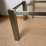 Smoked glass and stainless steel coffee table from the 70s