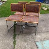Set of 4 mid century modern upholstered cesca chair Italy 1970