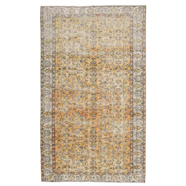 Vintage Turkish handmade wool cotton orange rug 147x251