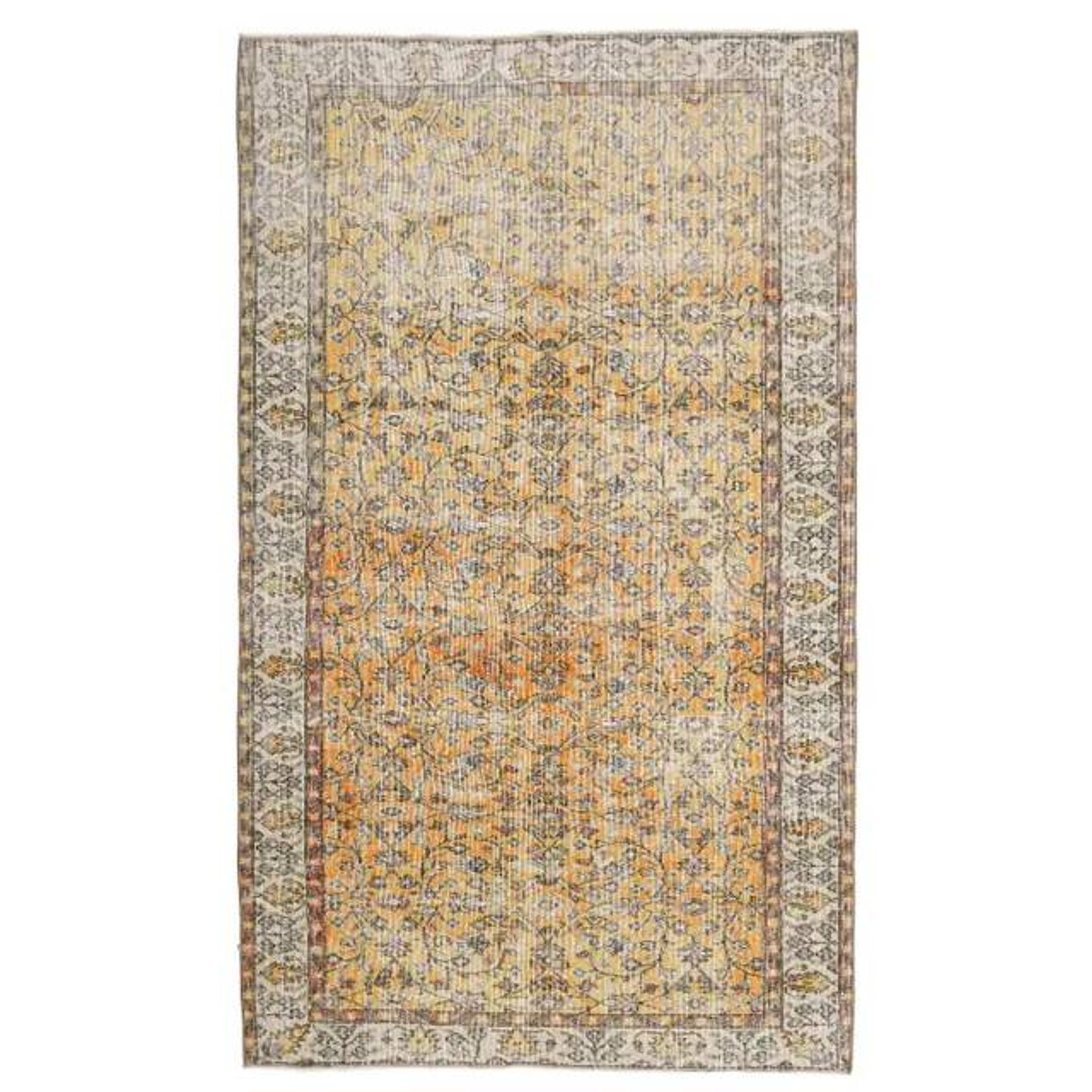 Vintage Turkish handmade wool cotton orange rug 147x251