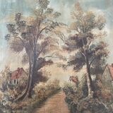 Ancient oil on wood painting