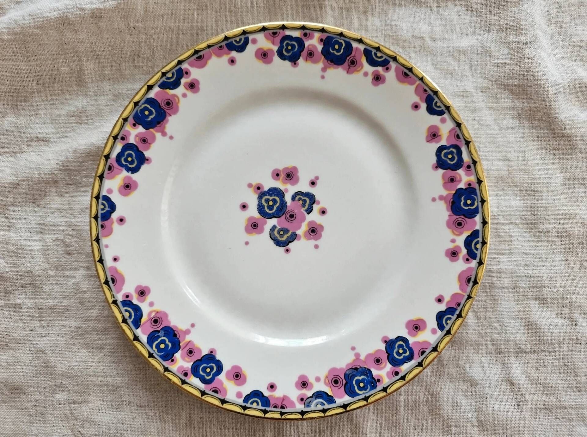 Set of 6 Art Deco dessert plates - Limoges porcelain a.f. and