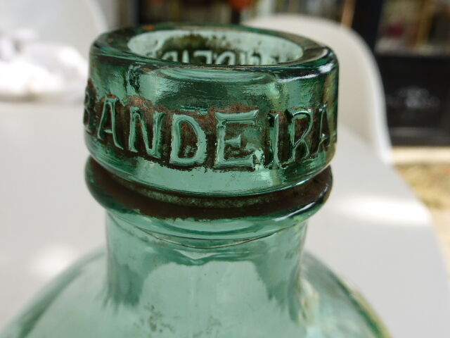 Charming bottle bottle brand BANDEIRA in vintage bluish green glass