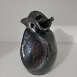 Signed enameled vase with asymmetrical free form