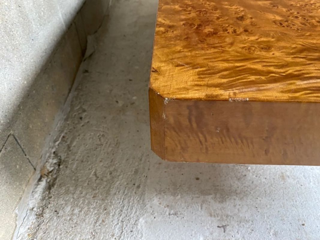 Coffee table elm magnifying glass Roche Bobois vintage 70s