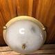 Old molded glass ceiling light + gold metal contour + vintage brass #a491