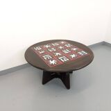 Table basse ronde modulable Guillerme et Chambron en chêne massif céramique