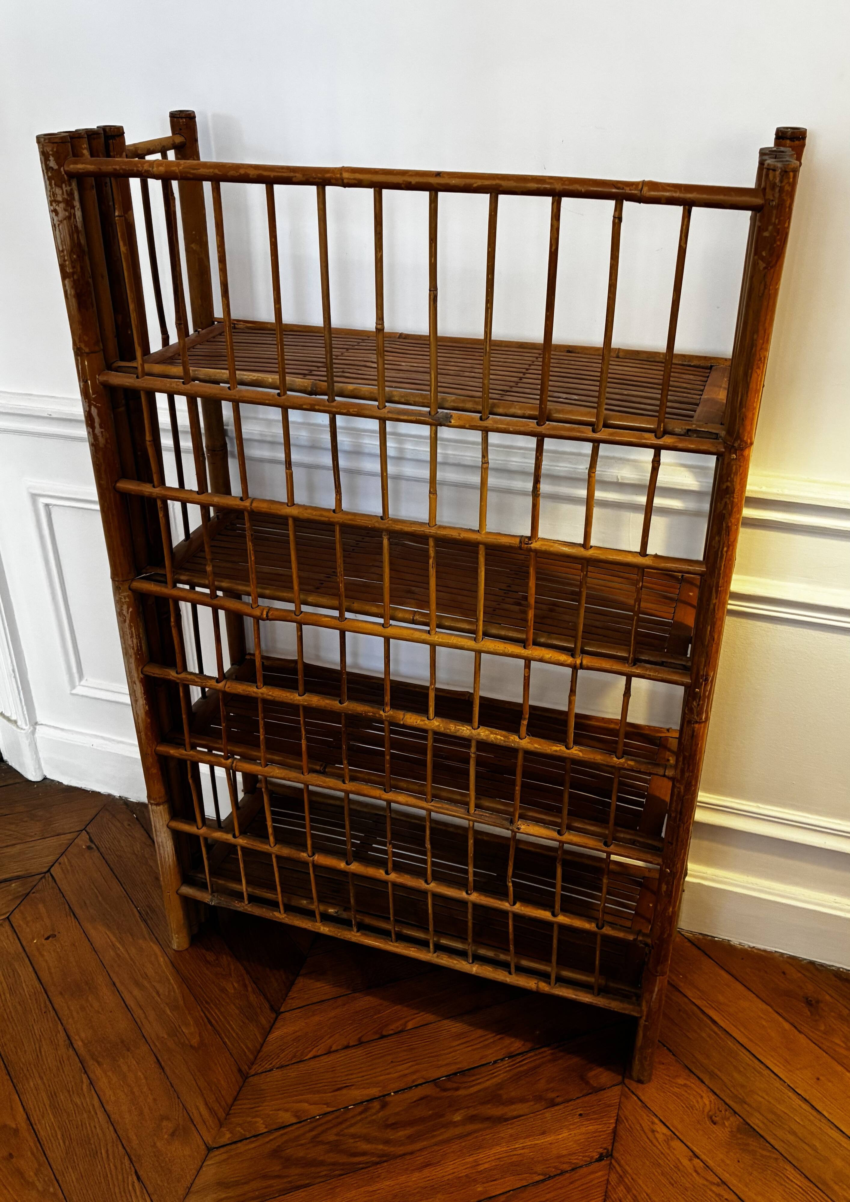 Vintage Foldable Bamboo Shelf