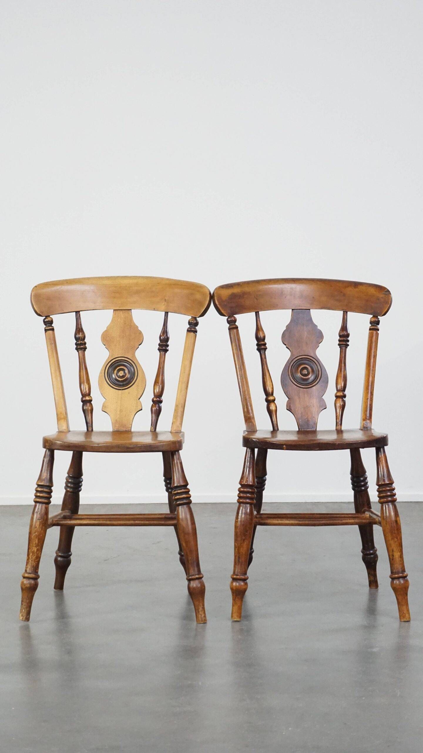 Antique set of 4 wooden dining chairs from the 19th century