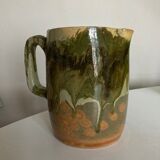 Glazed clay pitcher vase mixed earth 1970