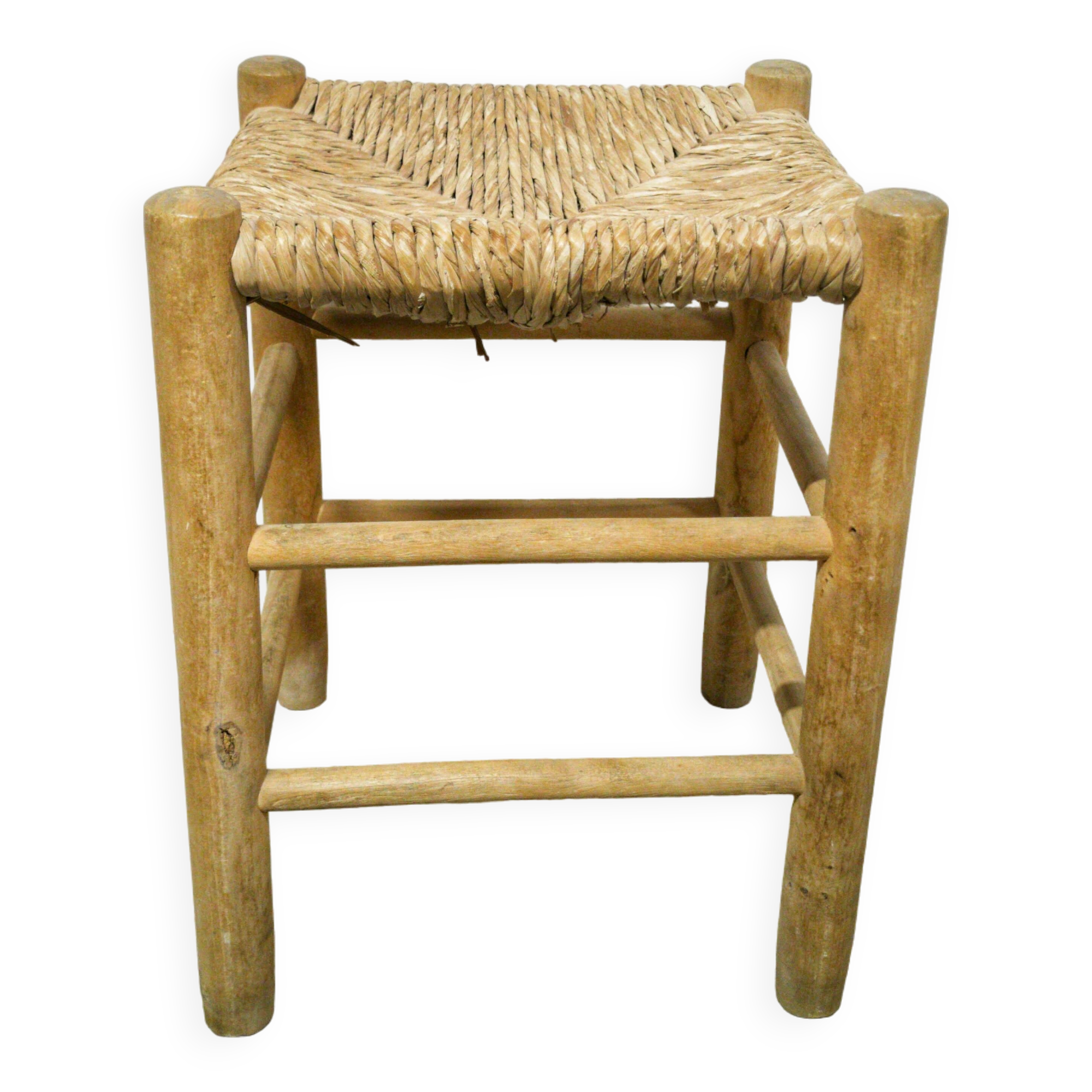 Wood & straw stool