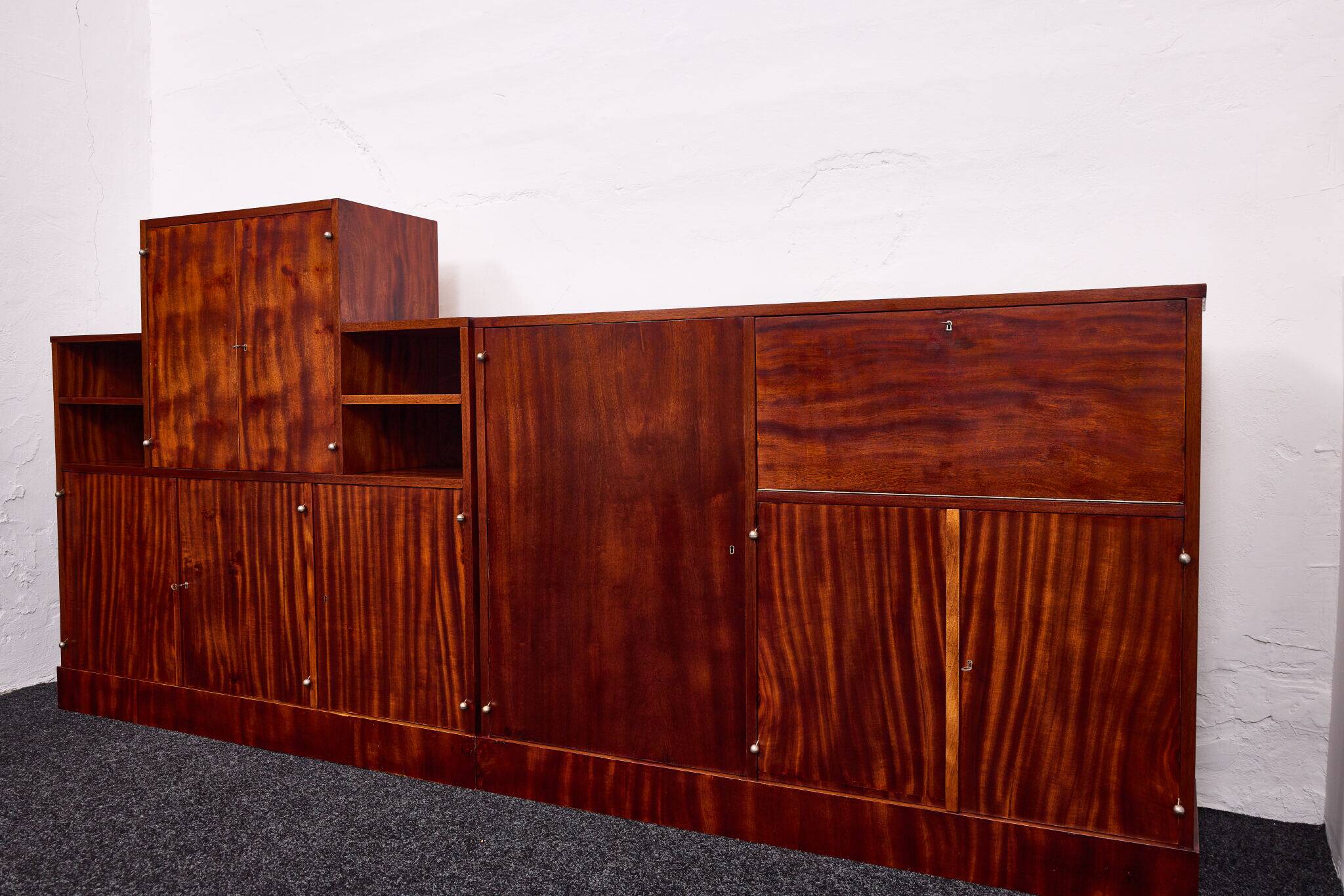 Modernist bar set and secretary cabinets by Josef Frank, 1928.