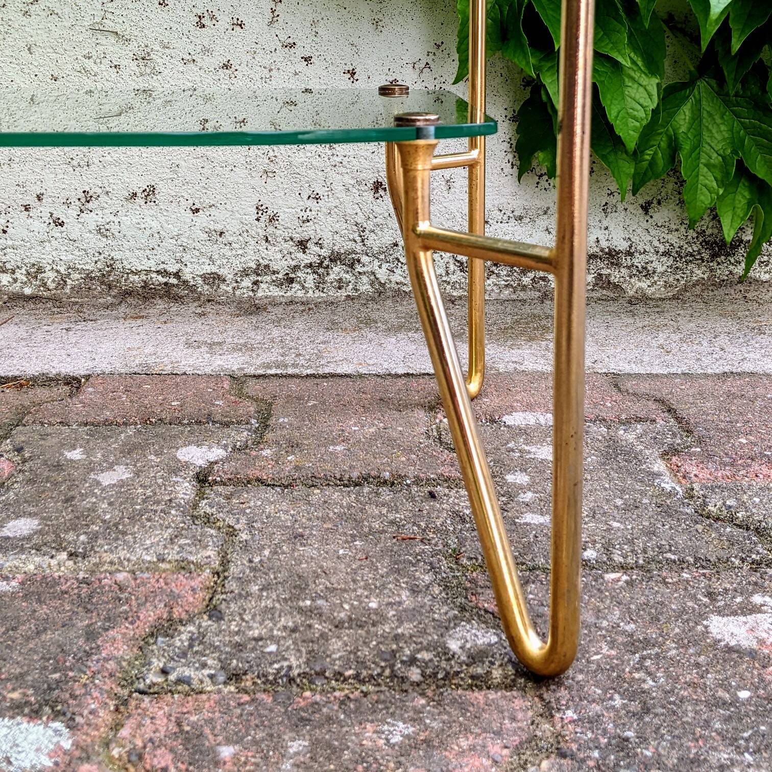 Glass and gold metal coffee table, 1960s