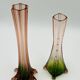 Paire de soliflores vintage en verre rose et vert