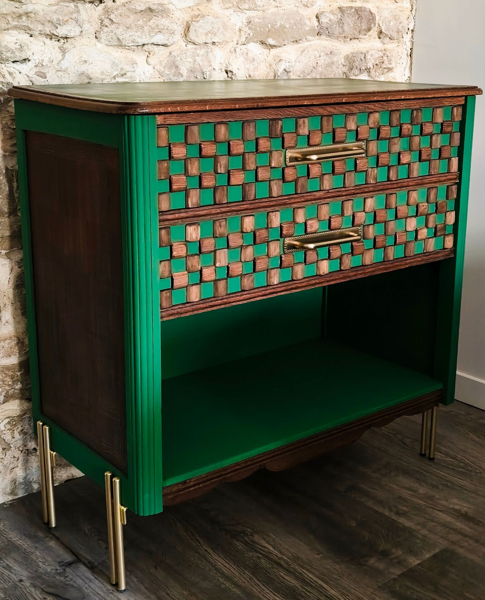 Vintage solid wood chest of drawers - unique handcrafted creation.