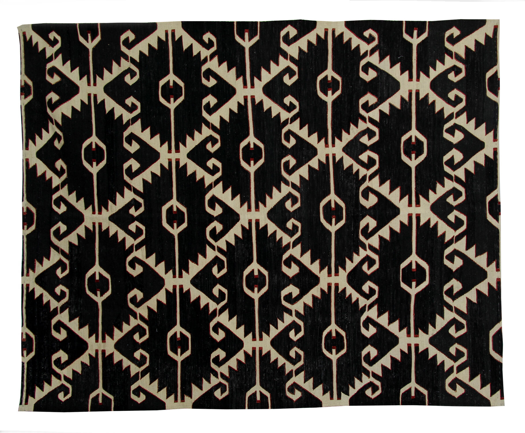 Black and cream kilim rug afghan wool rug 183x229cm