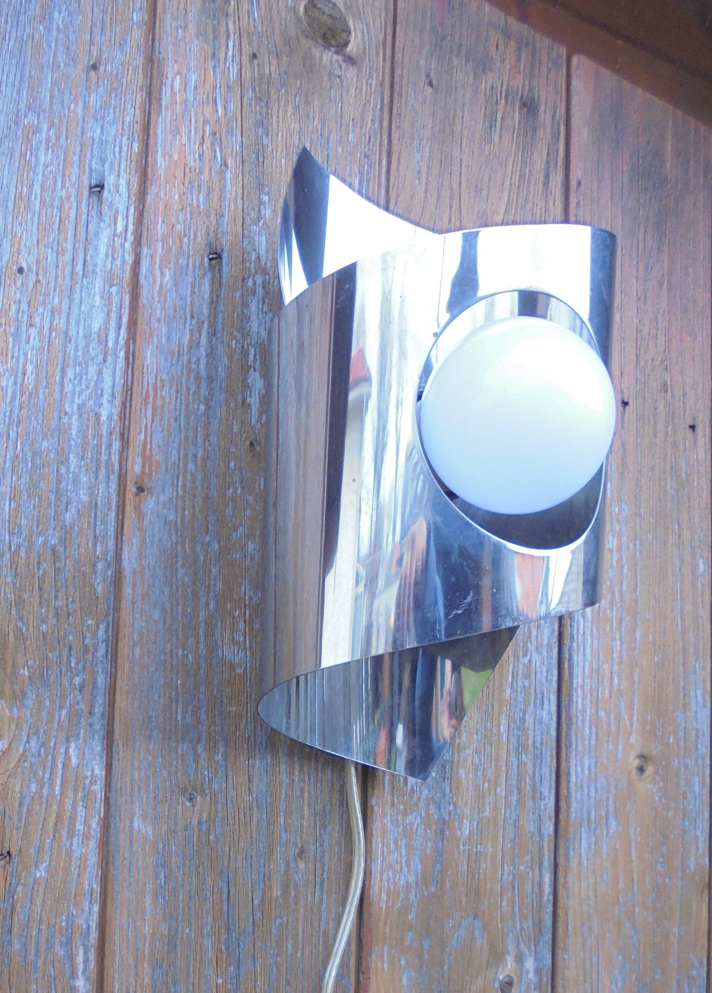 70's steel wall light