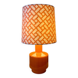 Vintage lamp - orange ceramic - 1970 - handmade shade.