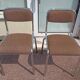 Set of 2 chairs chrome and beige fabric - vintage