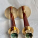 Pair of Danish Art Deco Candle Holders  in Wood & Brass