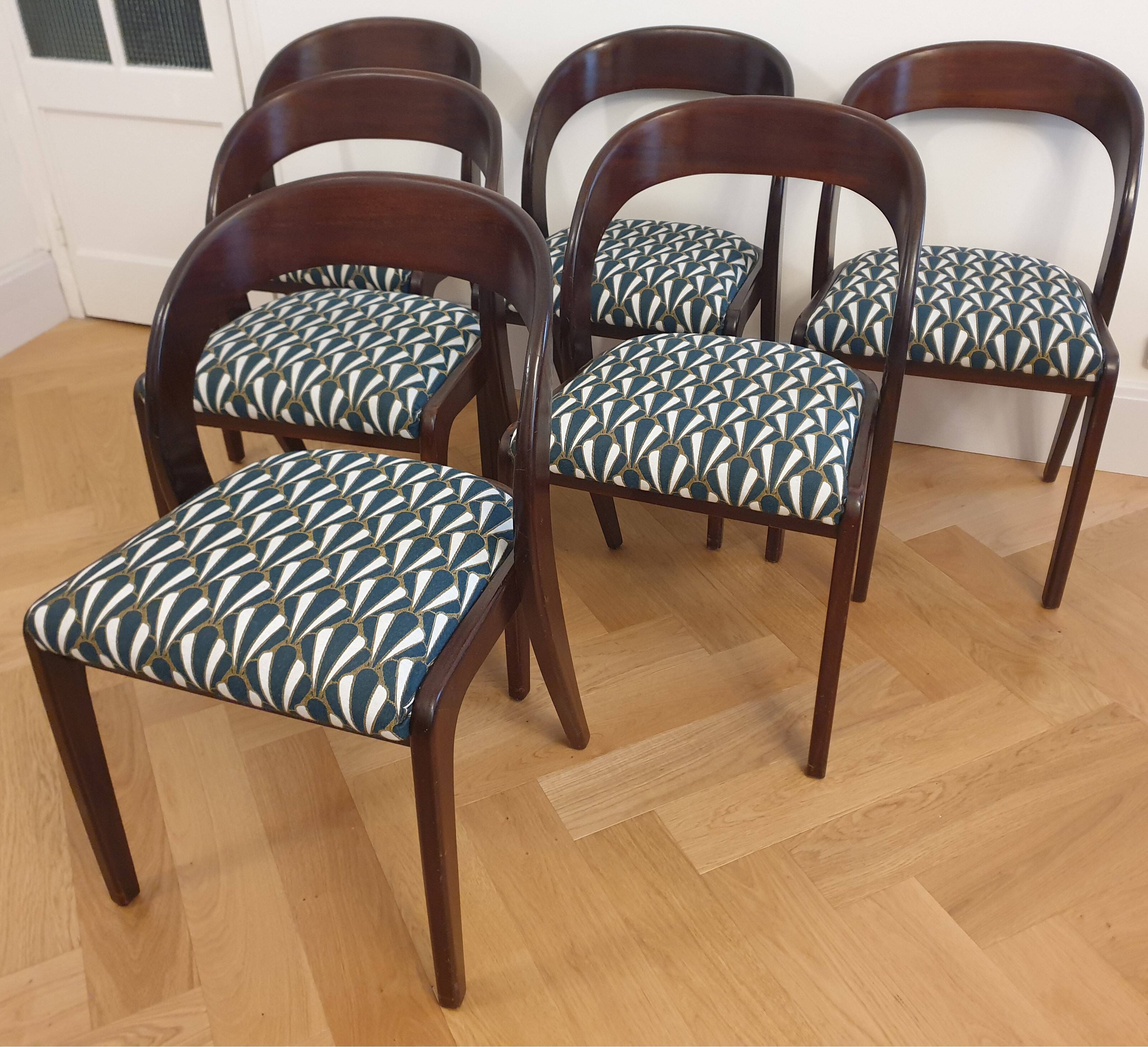Table & 6 Baumann chairs model "gondole"