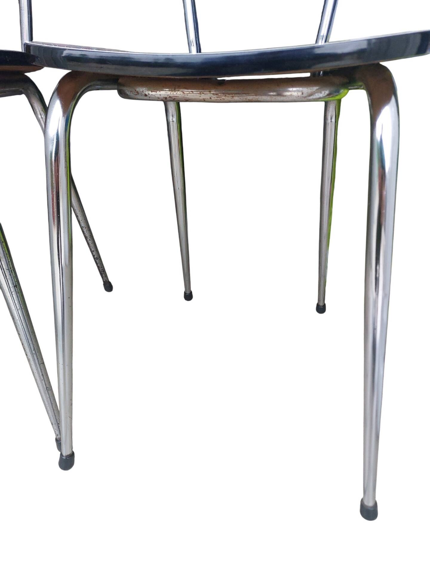 Pair of vintage chairs in light Formica and chrome metal – 1960s