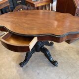 napoleon iii violin table mahogany top with drawers legs with castors