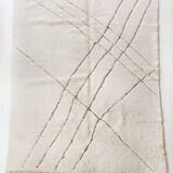 Moroccan Berber carpet blessed ouarain ecru with black patterns engraved 304x205cm