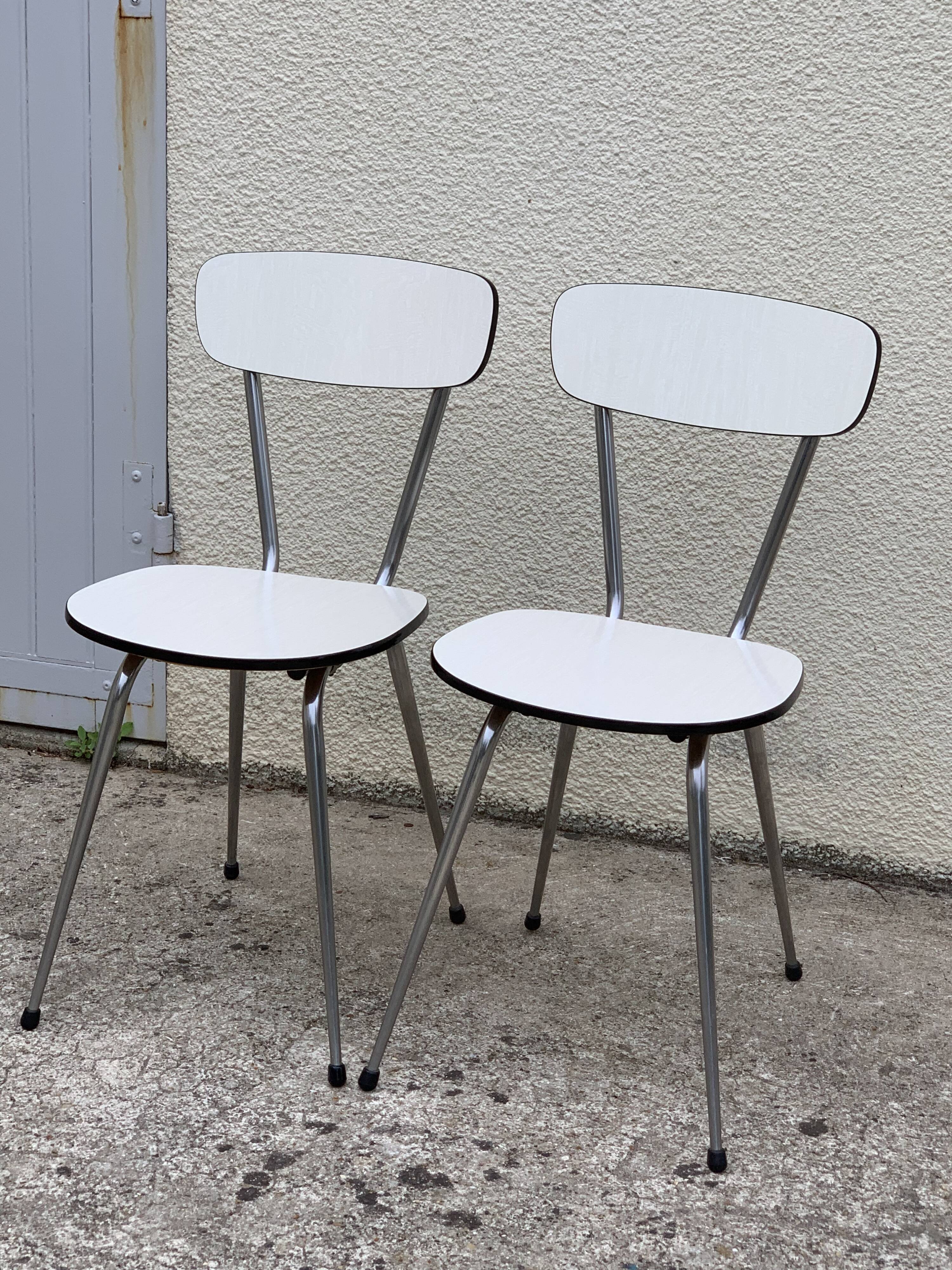 Formica chairs white compass feet